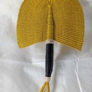Straw Leather Fan Mustard